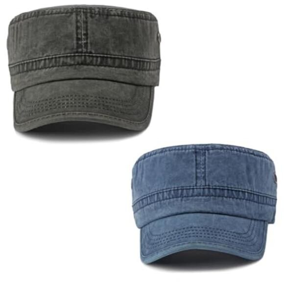 2 Pack Cadet Army Caps Cotton Military Style Adjustable Veteran Hats main image 4